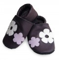 Lederfinkli - Blüemli aubergine - Gr. 29-30